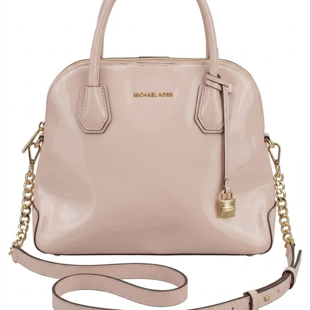 Michael Kors Blush Pink Patent Leather Satchel w/ Crossbody Strap